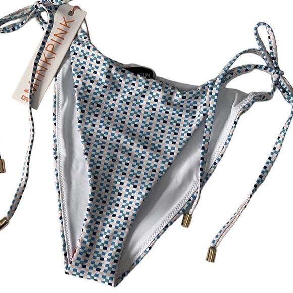 Minkpink Zephyr Blue Multi Side Tie String Bikini Bottoms Size Medium NWT - Picture 4 of 10